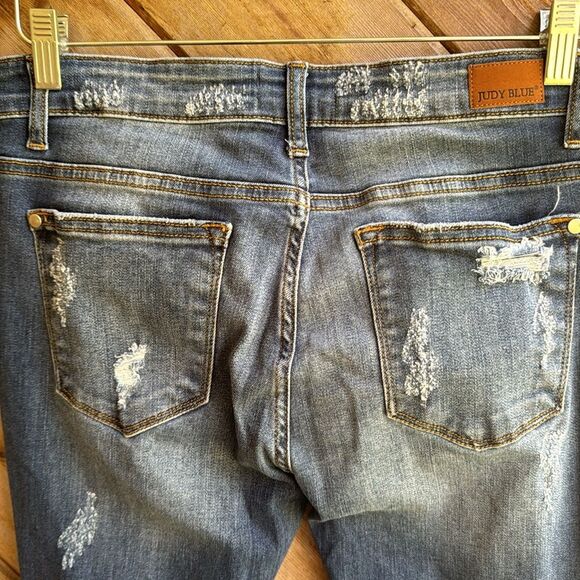 Judy Blue distressed ripped leopard cheetah skinny fit jeans size 11/30 - Picture 7 of 8